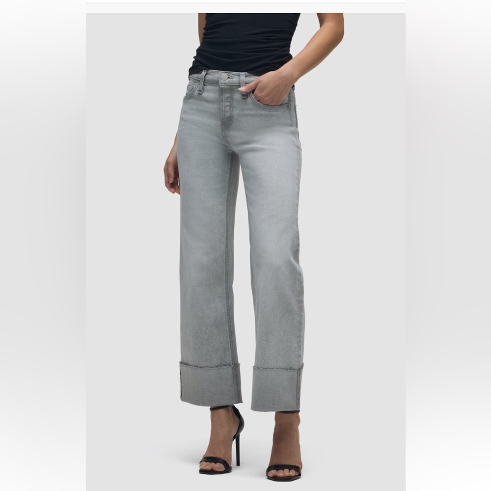 Hudson Rosie High-Rise Wide Leg Jean with Cuff – Washed Slate